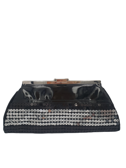 Small Black Patent and Silver Sequin