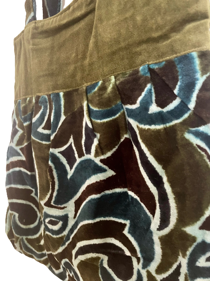 Blue and Green Velvet Tote Bag