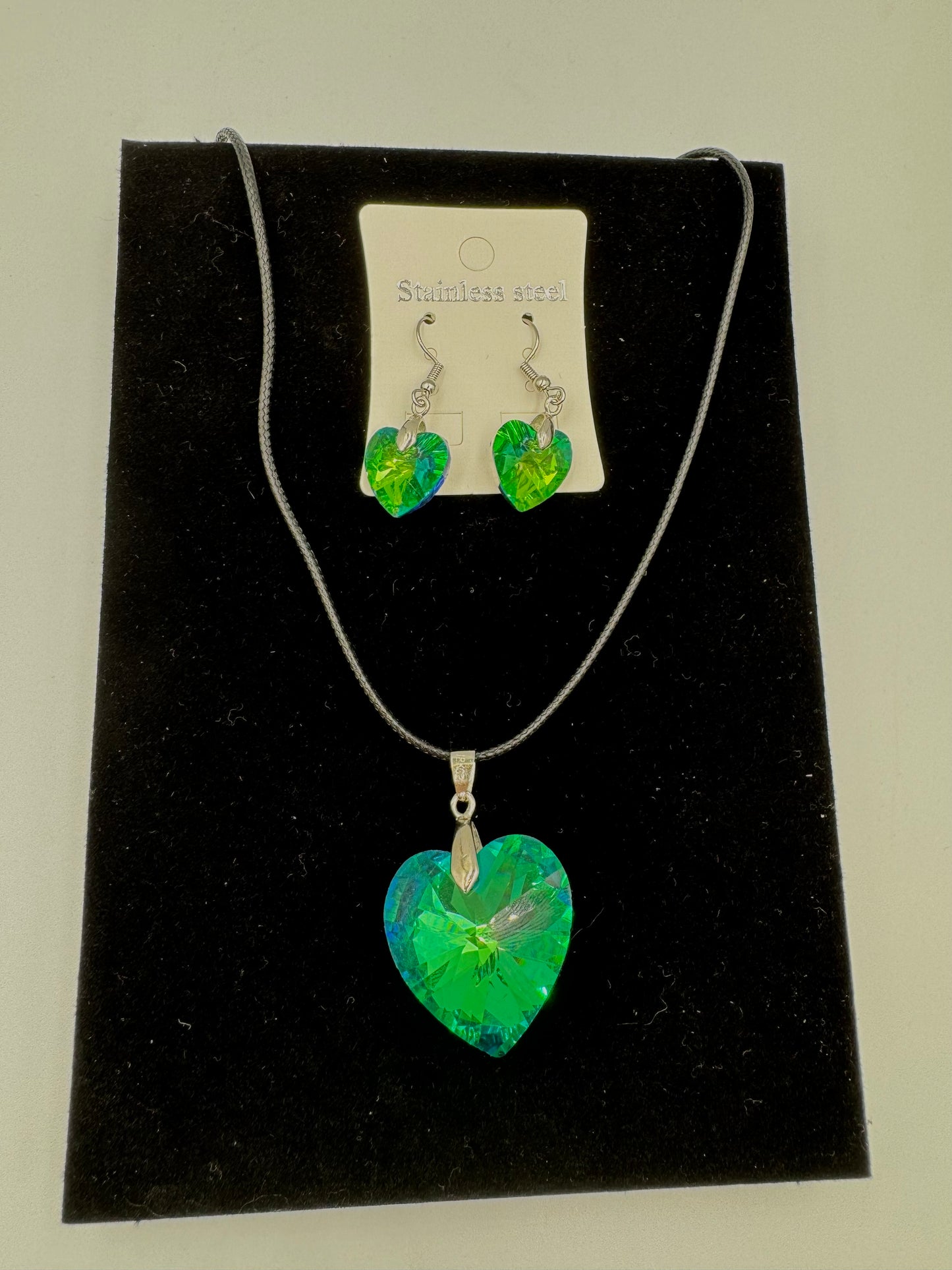 Crystal Heart Earrings and Necklace Set