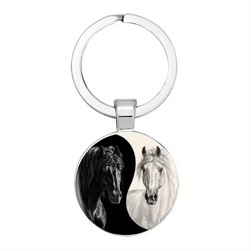 Yin & Yang Horse Keychain