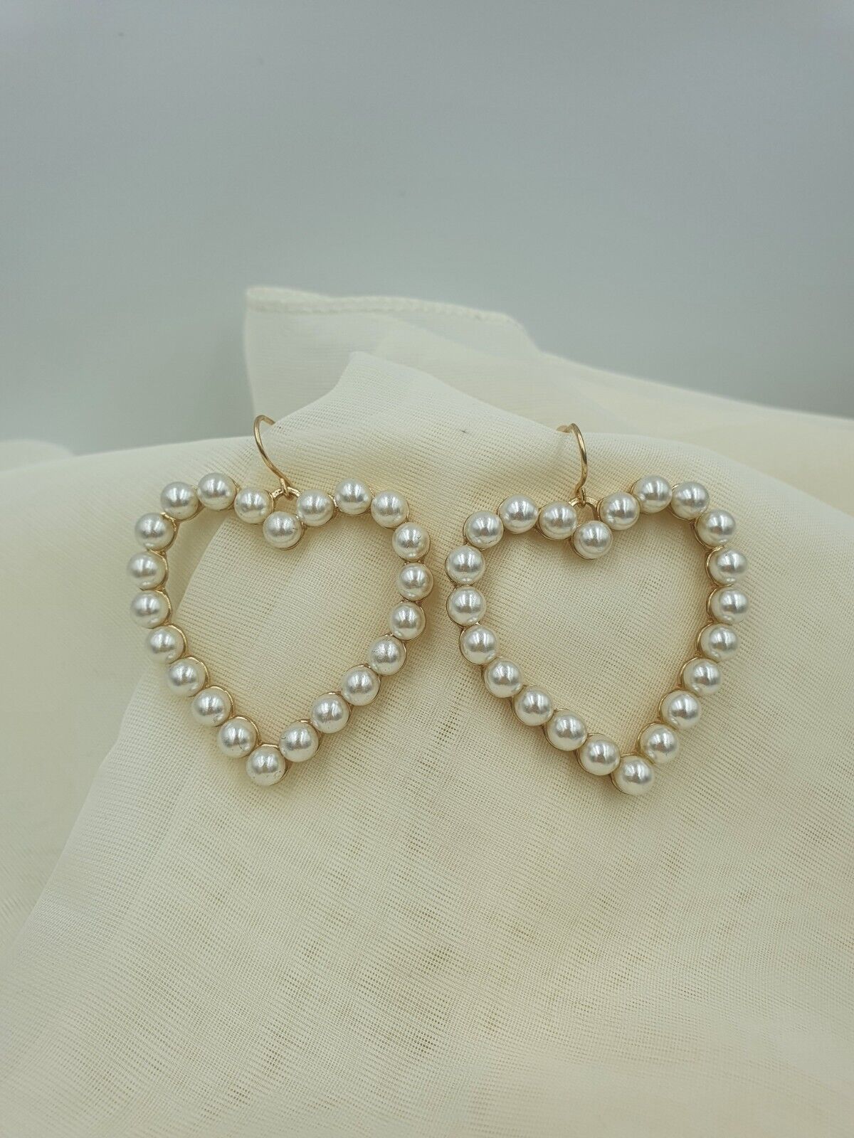 Gold Heart Shaped White Pearl