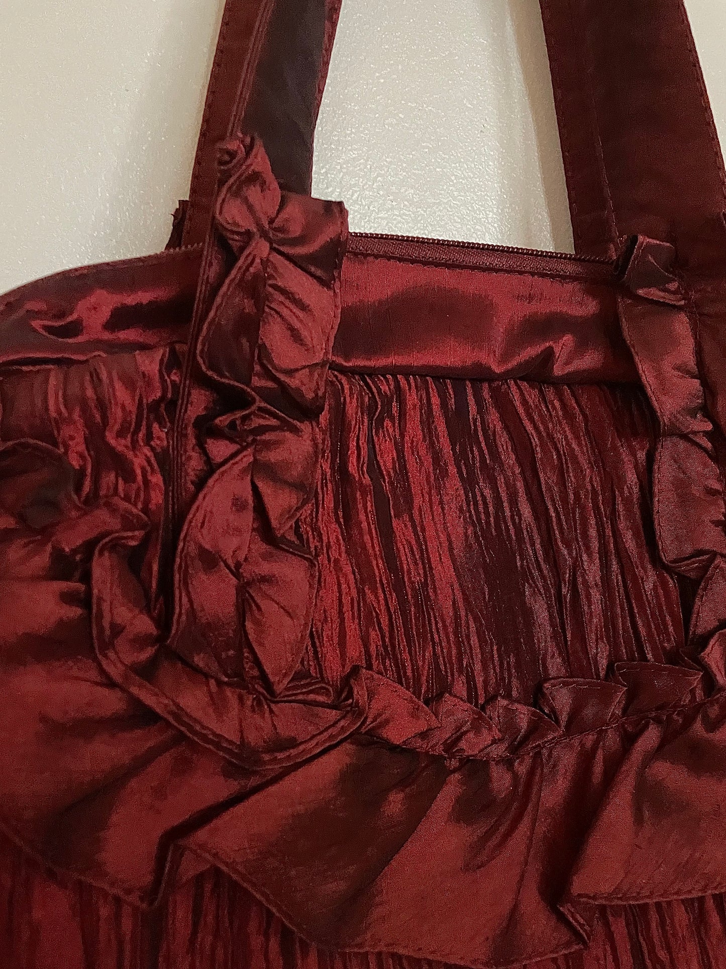 Red Satin Ruched shoulder bag