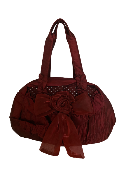 Deep Burgundy Satin bag with Bow