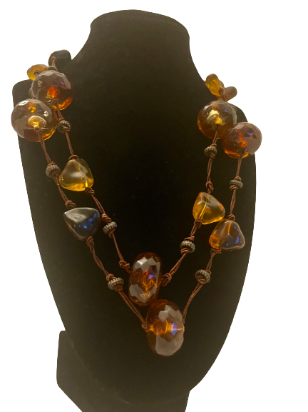 Amber Stone Double Layered Necklace