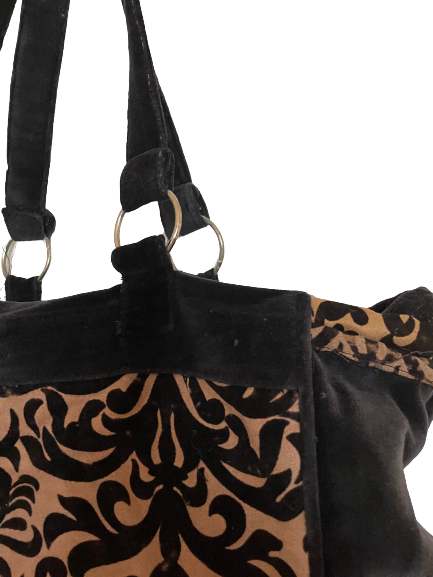 Black Vintage Velvet Leopard Handbag