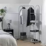 Clothes Rail with Shelves - Silver