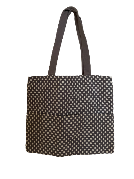 Large Cotton Grey Polka Dot Tote Bag