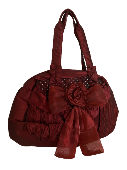 Deep Burgundy Satin bag with Bow