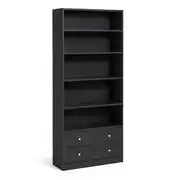 Maine 2 Drawer Bookcase - Black Ash, White, Oak