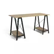 Trestle Table Office Desk - Oak Effect