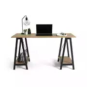 Trestle Table Office Desk - Oak Effect