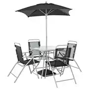 Home Atlantic 4 Seater Folding Metal Patio Set - Black