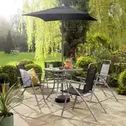 Home Atlantic 4 Seater Folding Metal Patio Set - Black