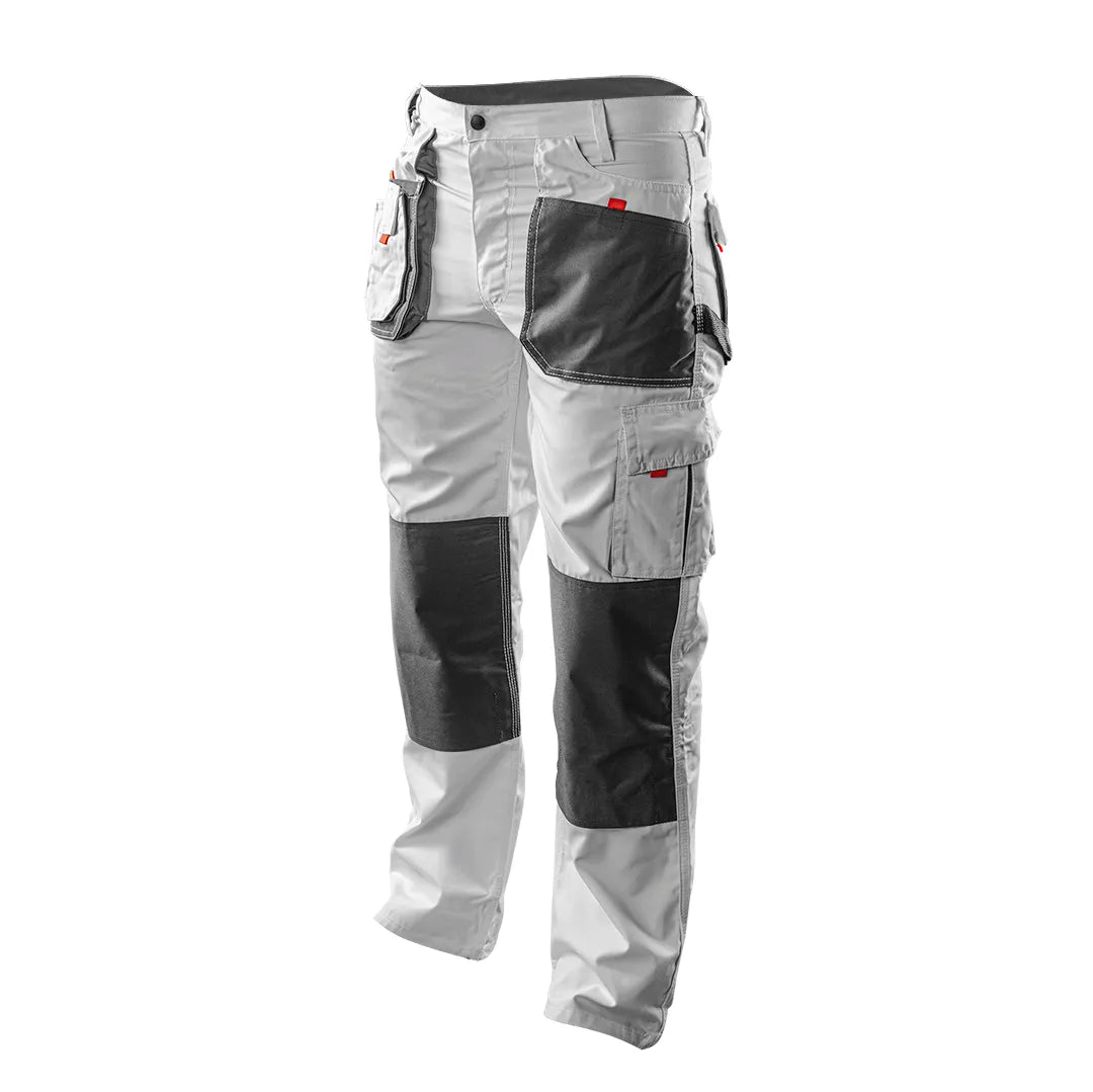 Neo Tools Men's Cargo Work Trousers White/Black - M, L, LD, XL, 2XL