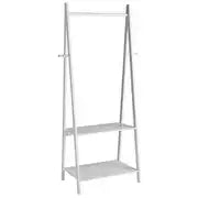 Decorative Clothes Rail with 2 Shelves - White