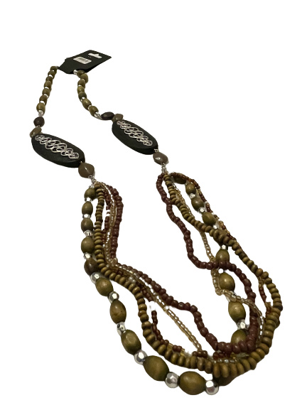 Brown and Silver Bead Layered Necklace