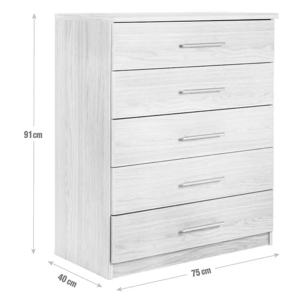 Normandy 5 Drawer Chest - Grey