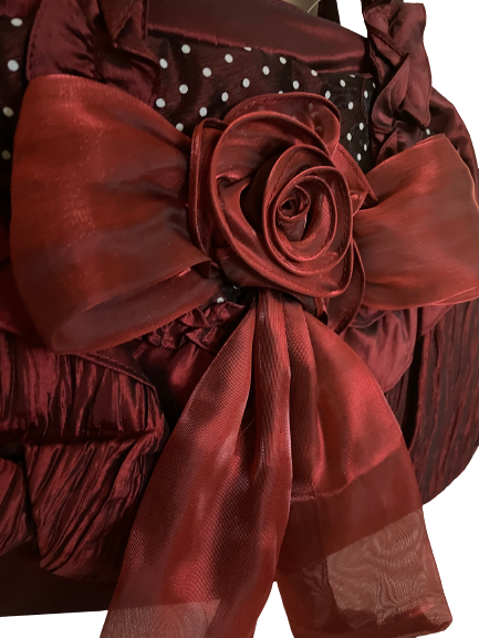 Deep Burgundy Satin bag with Bow