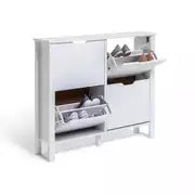 Compton 4 Shelf Shoe Storage Cabinet - White