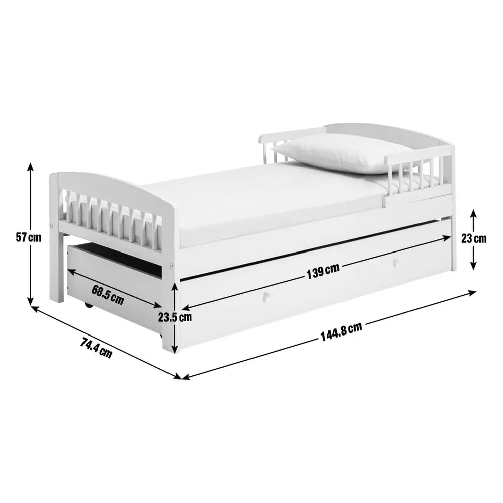 Jesse Toddler Bed With Drawer - White