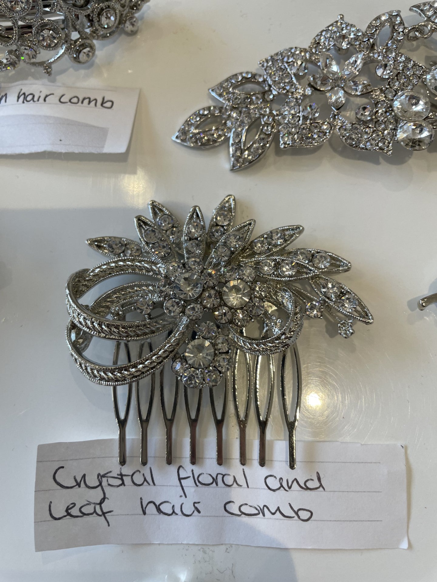 Crystal Floral and Leaf Hair Comb