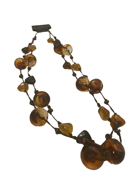 Amber Stone Double Layered Necklace