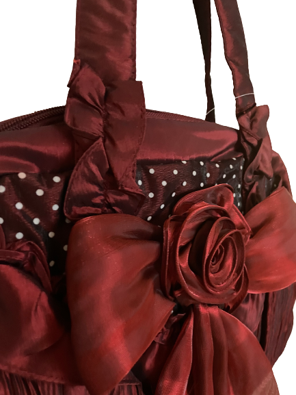 Deep Burgundy Satin bag with Bow