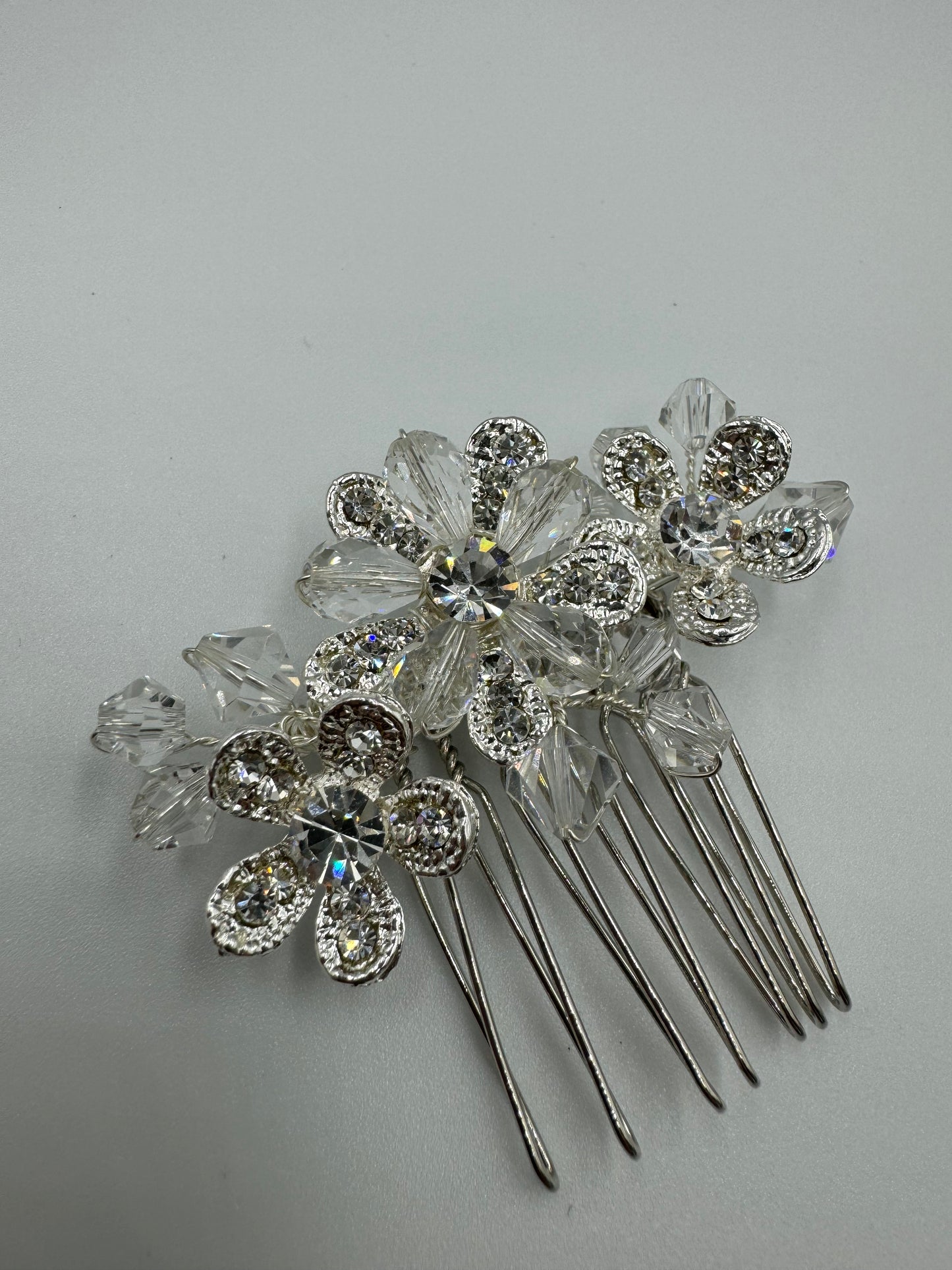 Crystal Floral and Bead Hair Comb