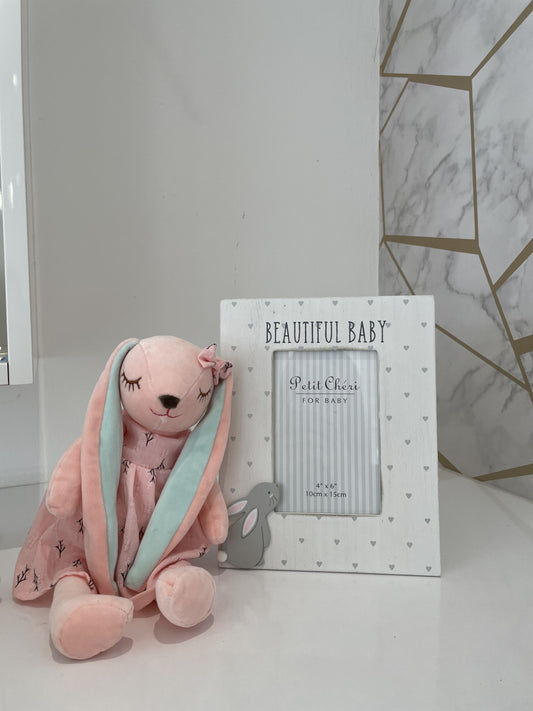 Pink Bunny Plush & Frame Bundle