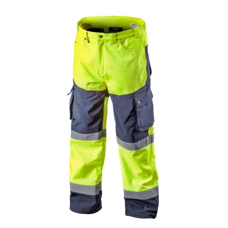 Neo Tool Hi Vis Yellow Softshell Work Trousers - S, M, L, XL, 2XL, 3XL