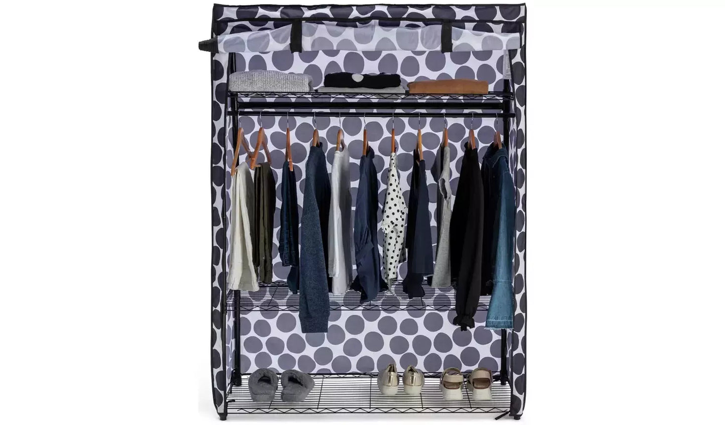 Sicilia Heavy Duty Storage Wardrobe - Black & White