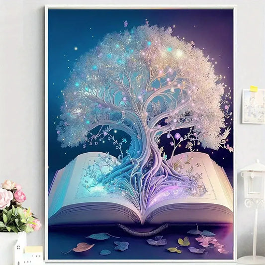 DIY Diamond Painting of Tree with a Book