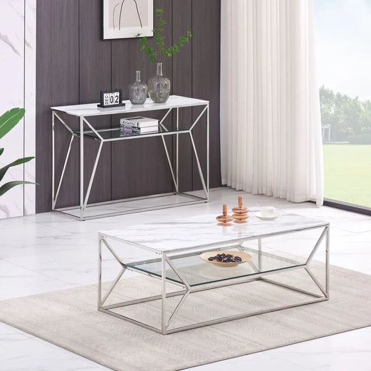 Ava Glass Coffee Table - Chrome