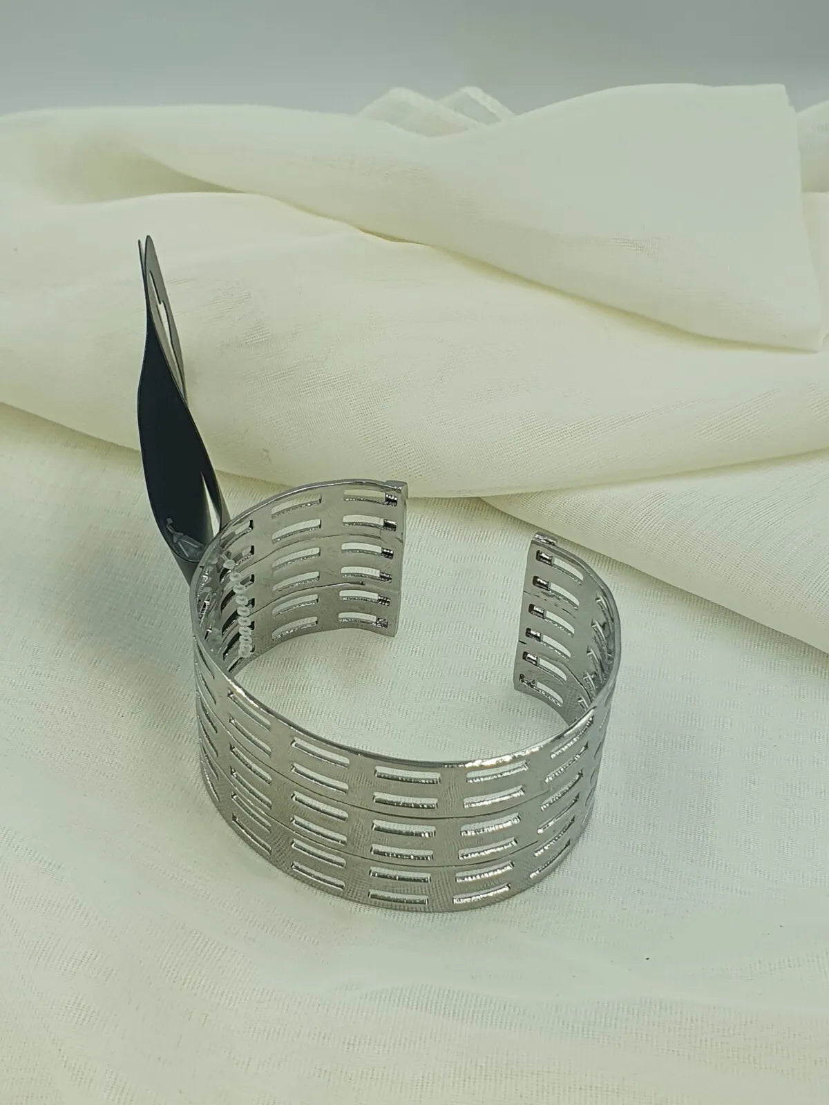 8 Women's Silver Cuff Adjustable Bangle