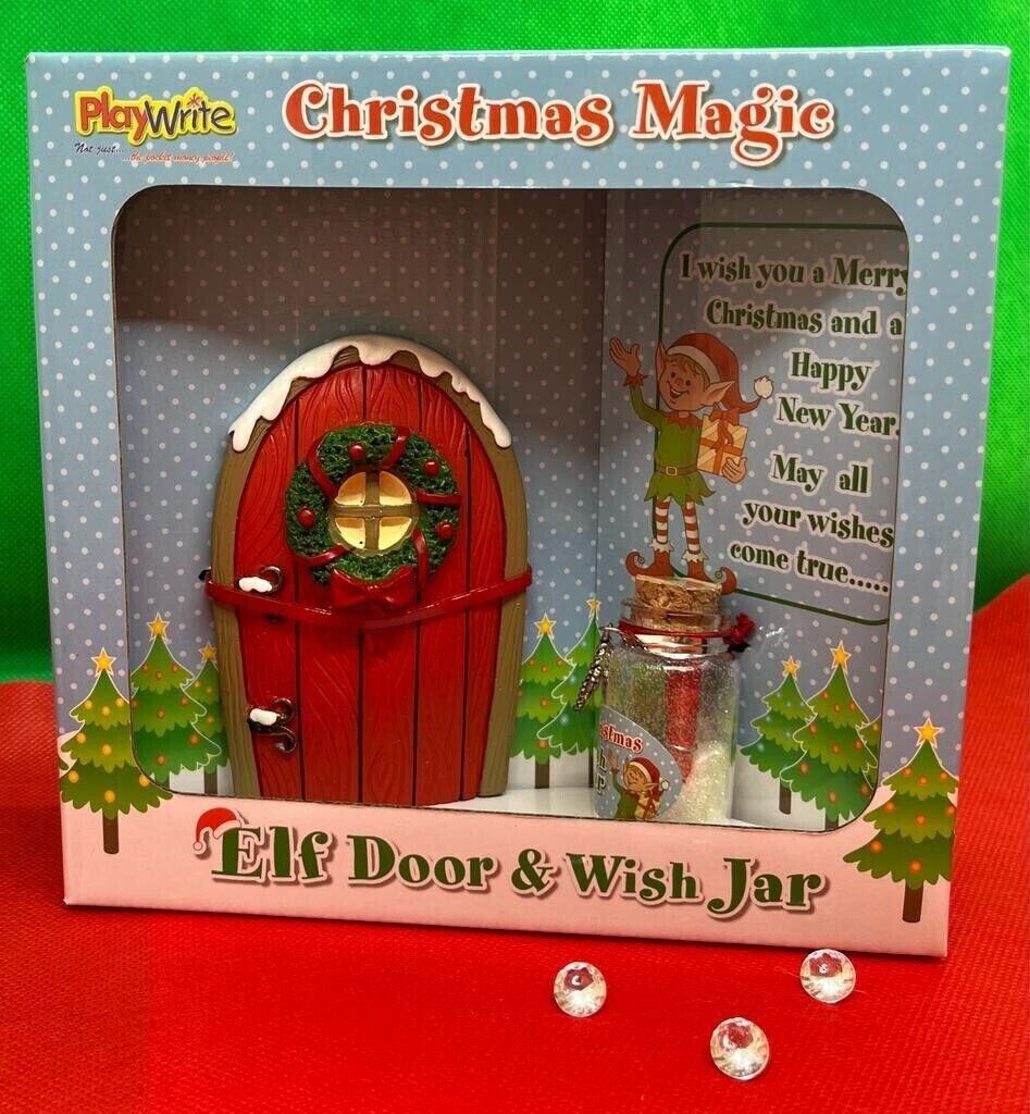 Magic Christmas Eve Elf Door and Wish Jar Set