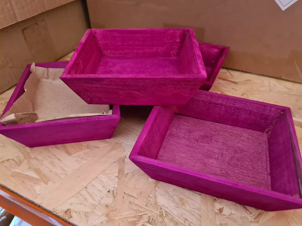 25 small purple wooden trinket trays