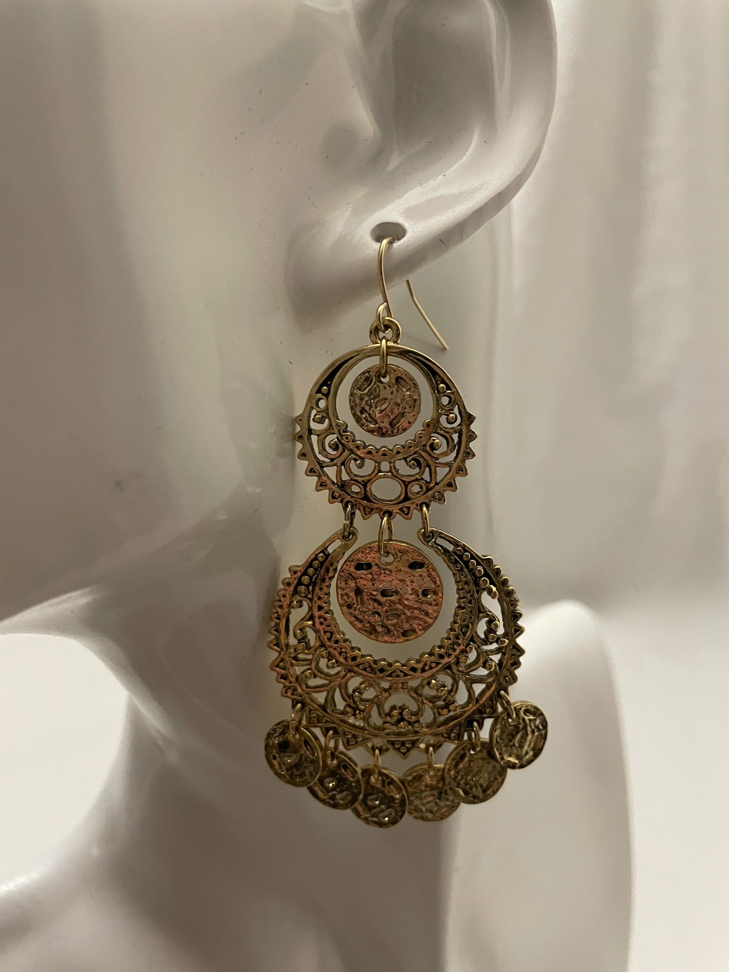 Gold Bohemian dangle earrings