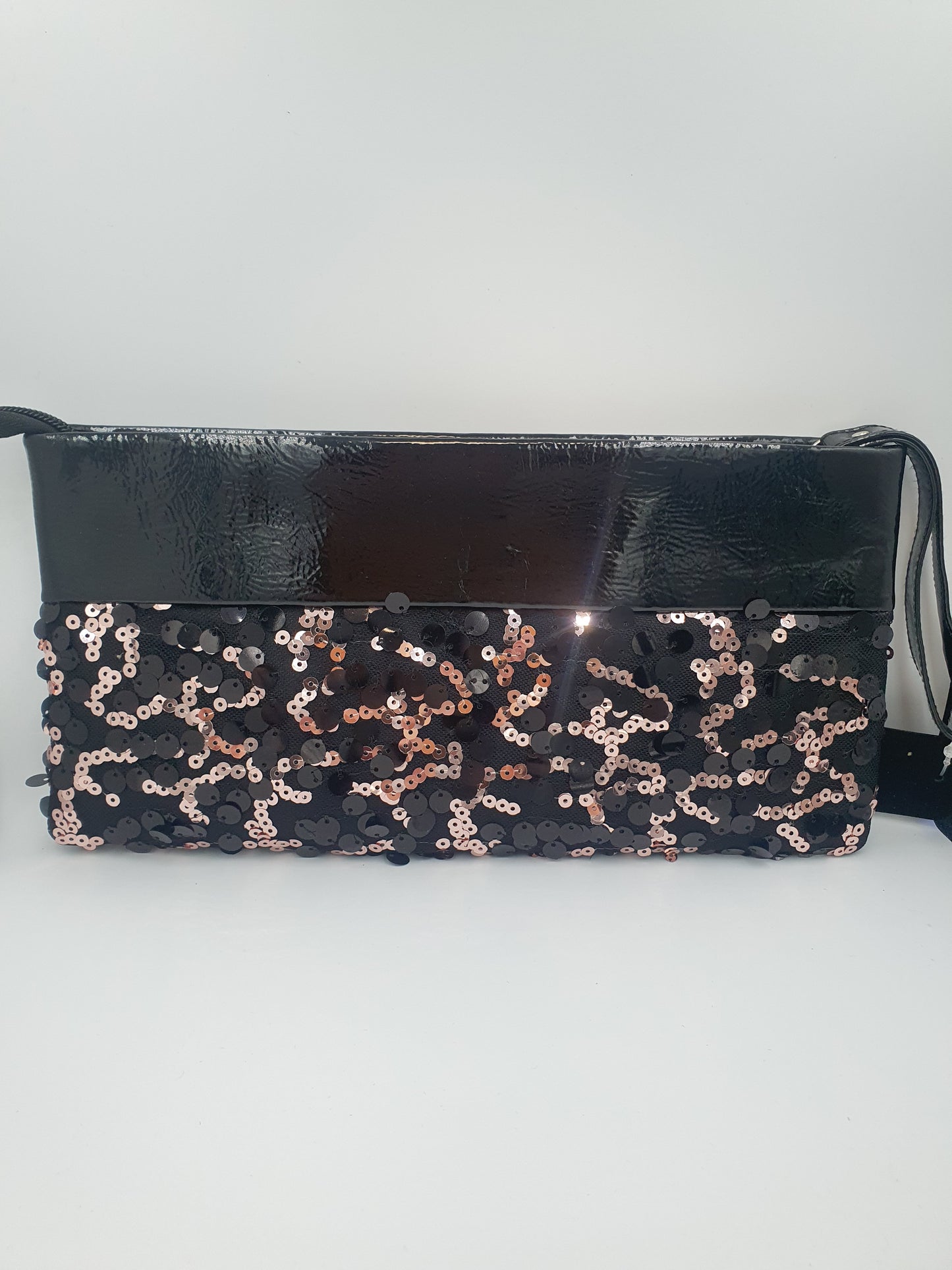 Black Patent & Sequin Bag