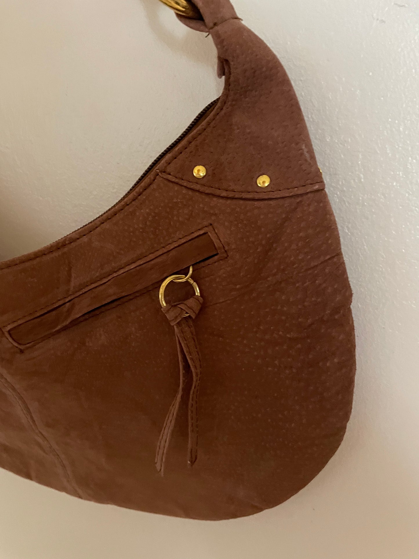 Tan Faux Suede Saddle Bag